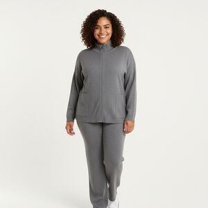 Chico's Gray Silver Cotton Blend Track Suit Loungewear Set 4 XXL